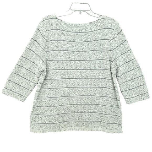 Talbots Striped Knit Tunic with Fringed Hem - Picture 3 of 10